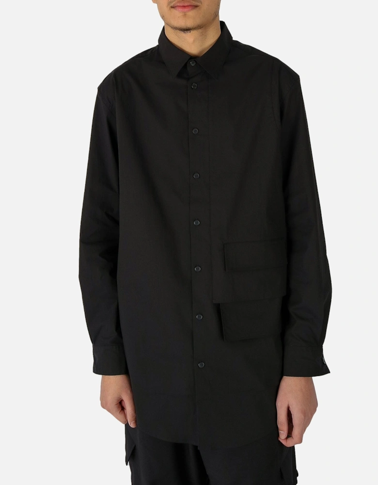 Pocket Detail Oversized Black Shirt