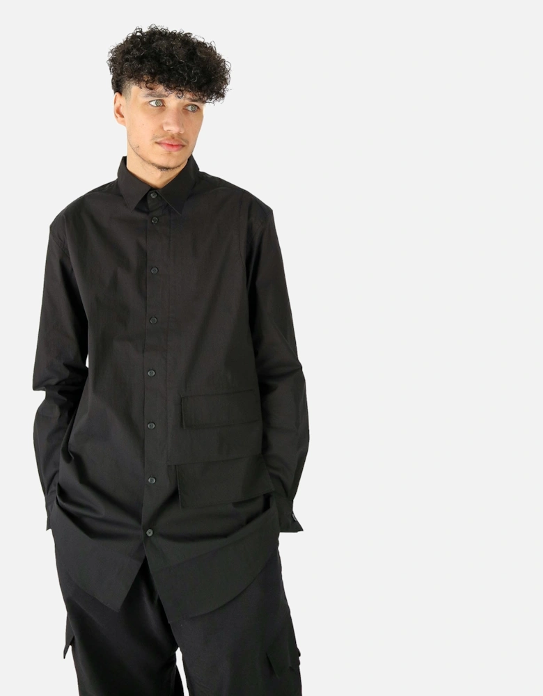 Pocket Detail Oversized Black Shirt