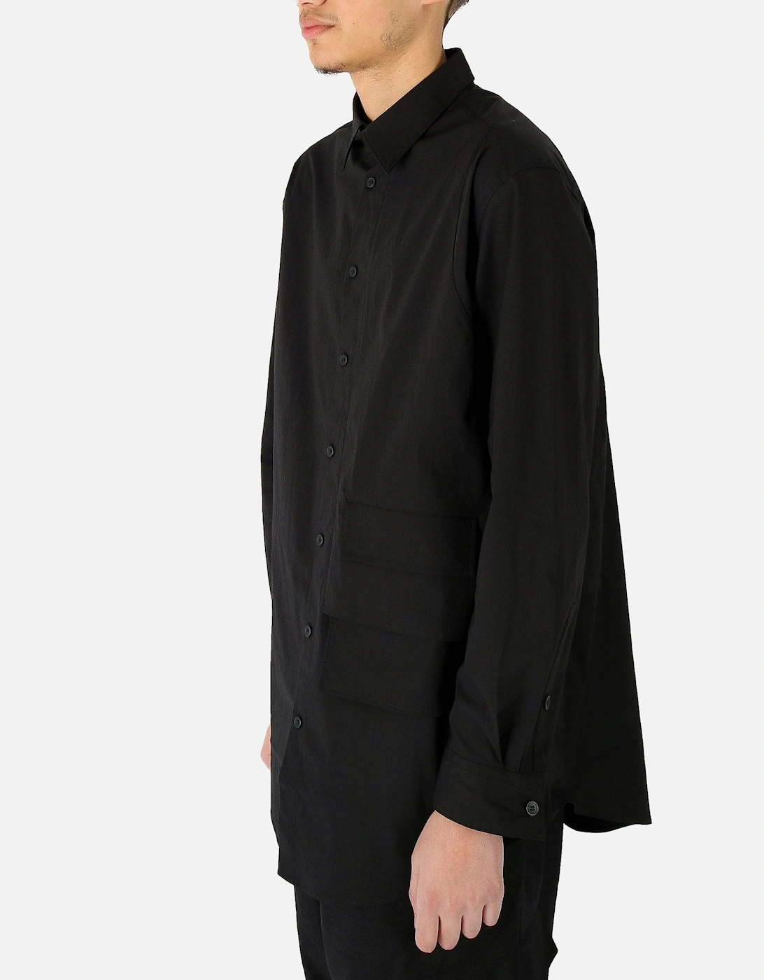 Pocket Detail Oversized Black Shirt