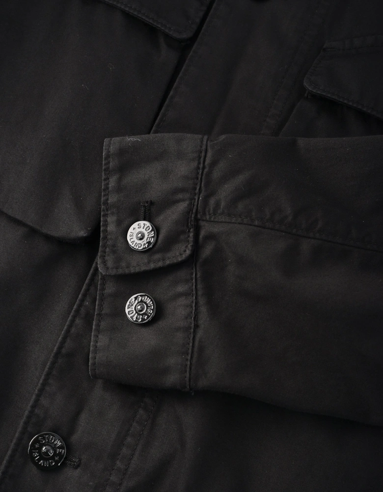 Patch Pocket Hooded Coat Black