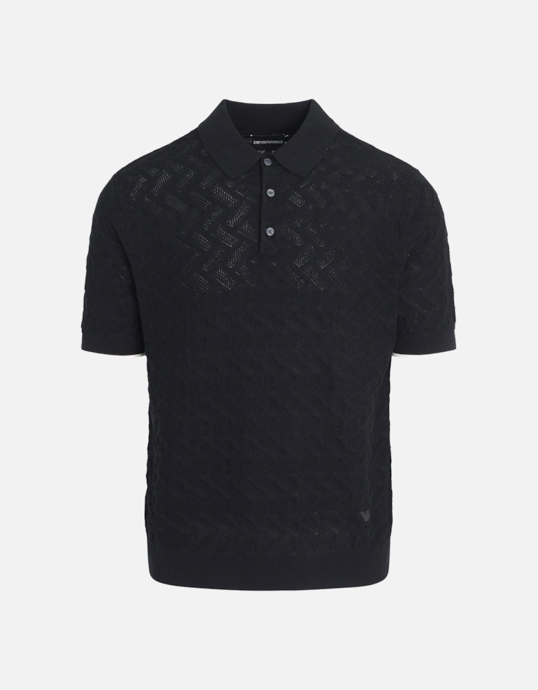 Knitted Polo Collar Black