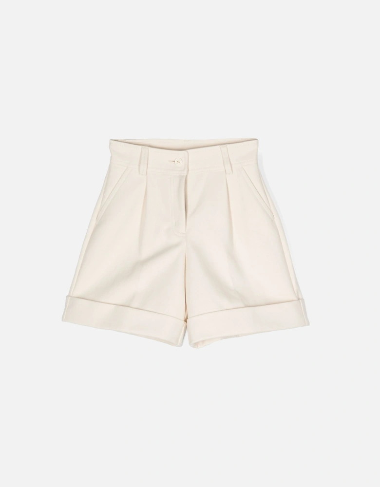 Kids Fold Cotton Shorts Beige