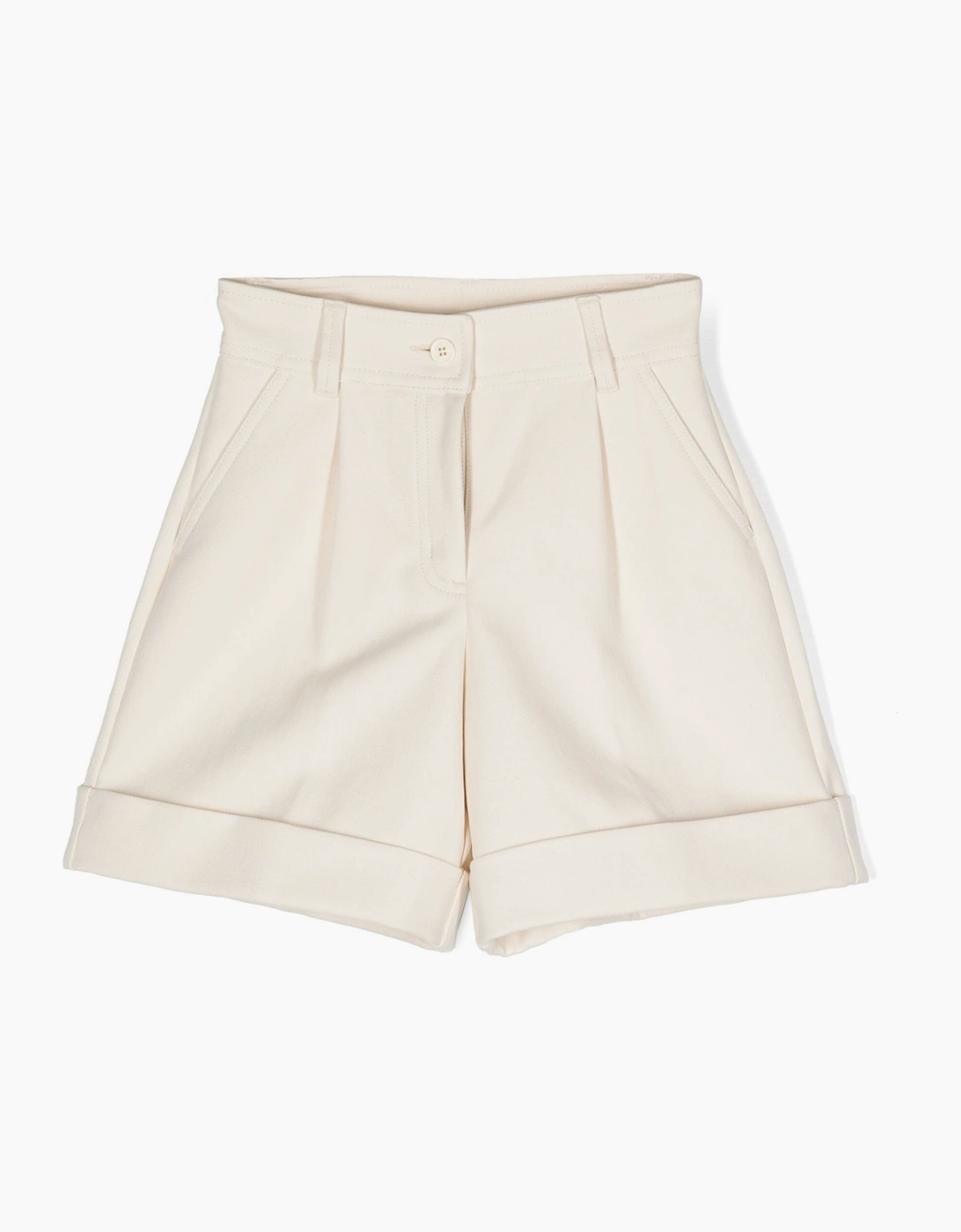Moncler Kids Fold Cotton Shorts Beige - Cream - Size: 14Y