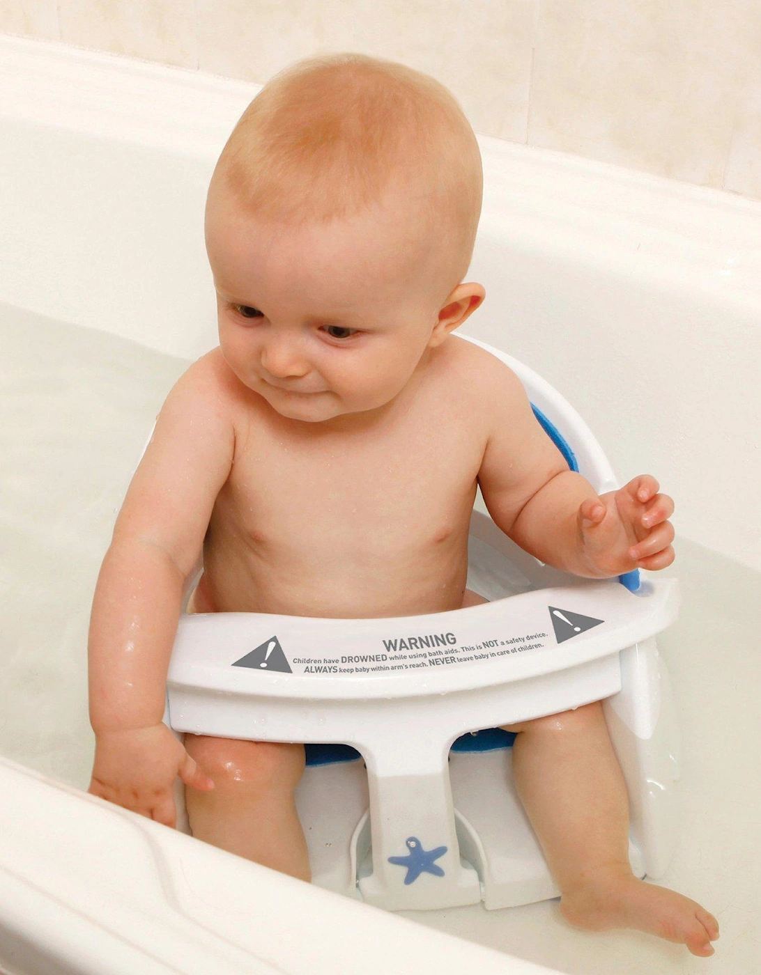 Deluxe Bath Seat with Foam Padding and Heat Sensor - Blue/White