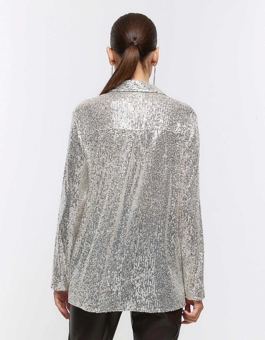 Sequin Corsage Shirt - Silver