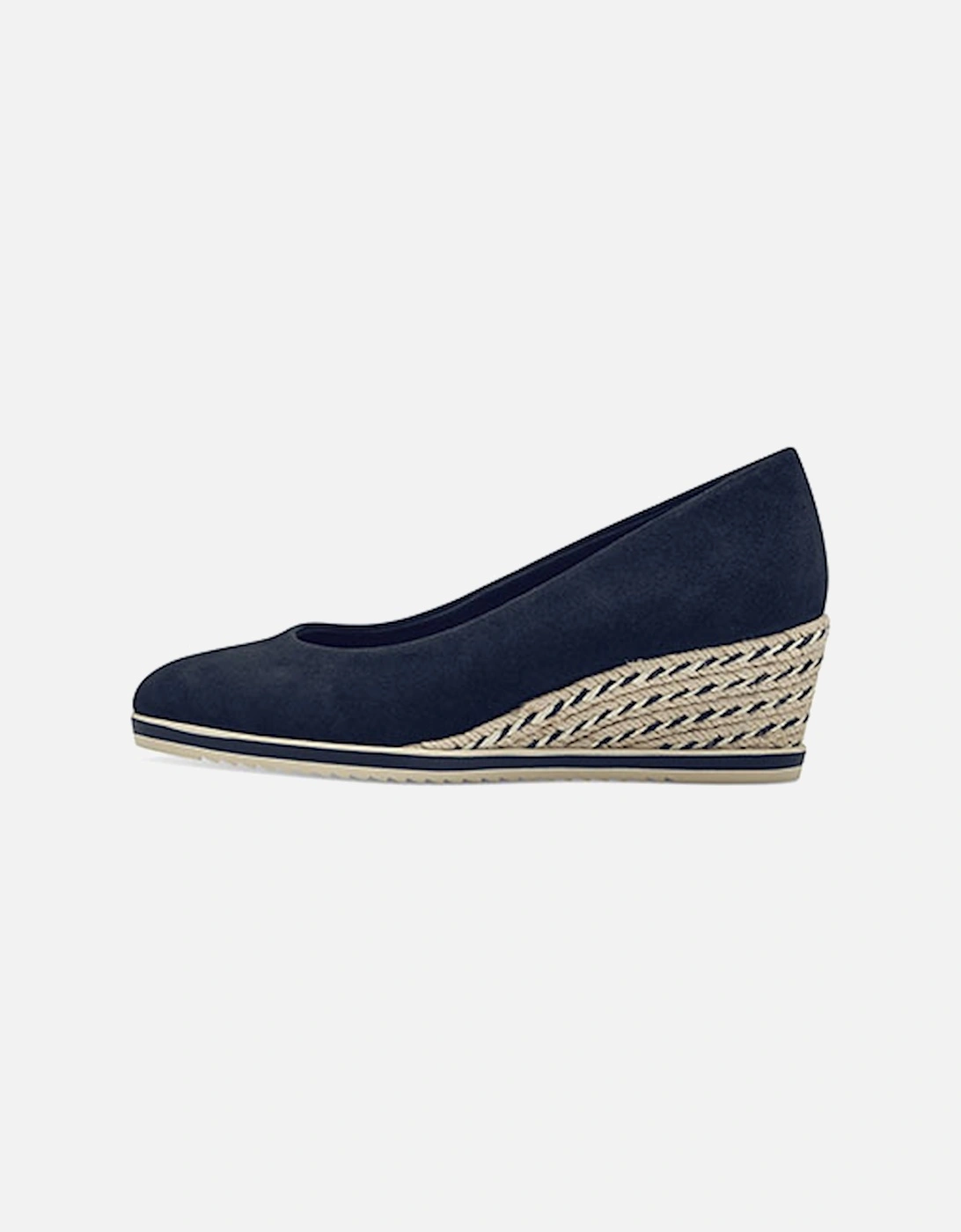 Womens Leather Wedge Navy