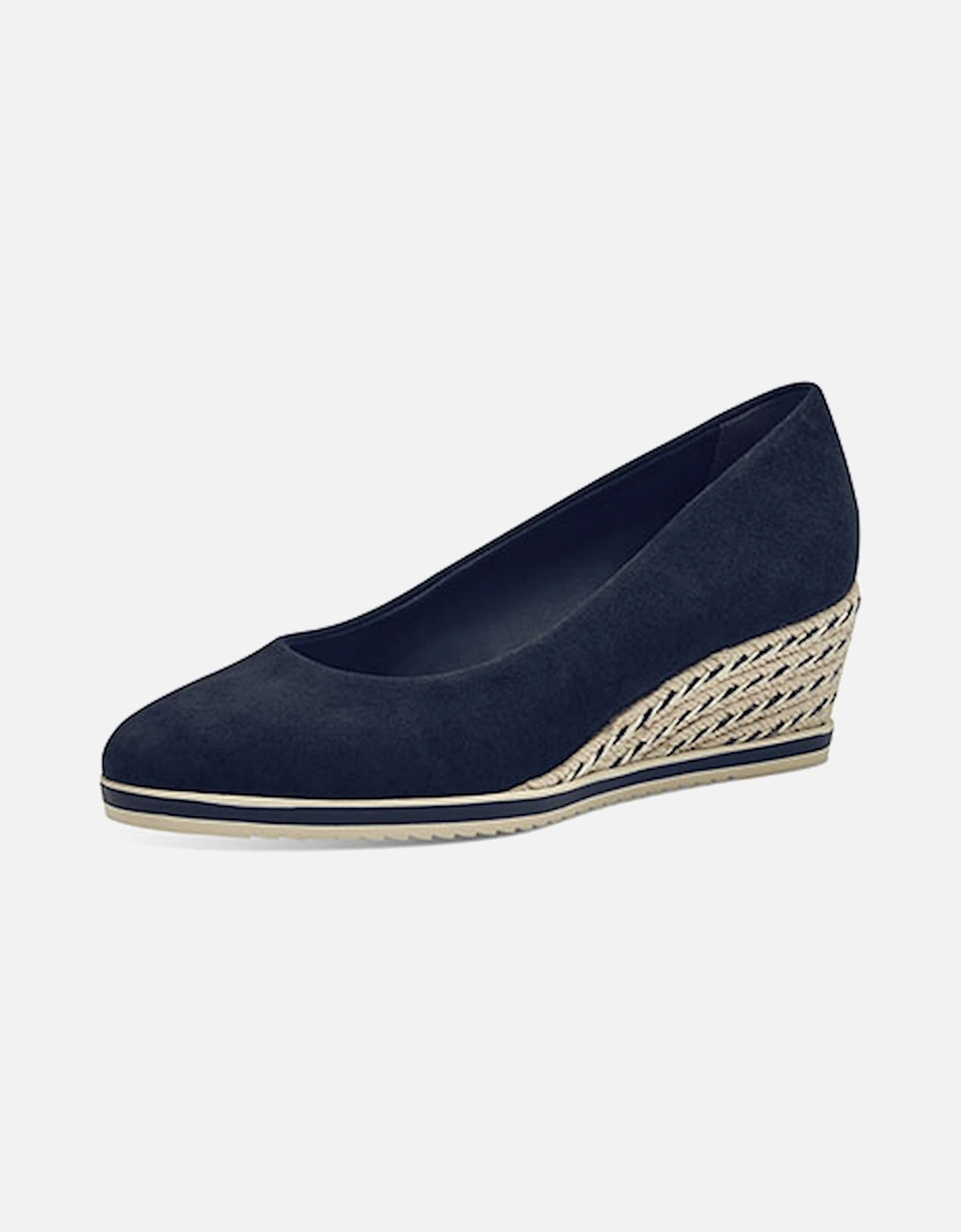 Womens Leather Wedge Navy, 4 of 3