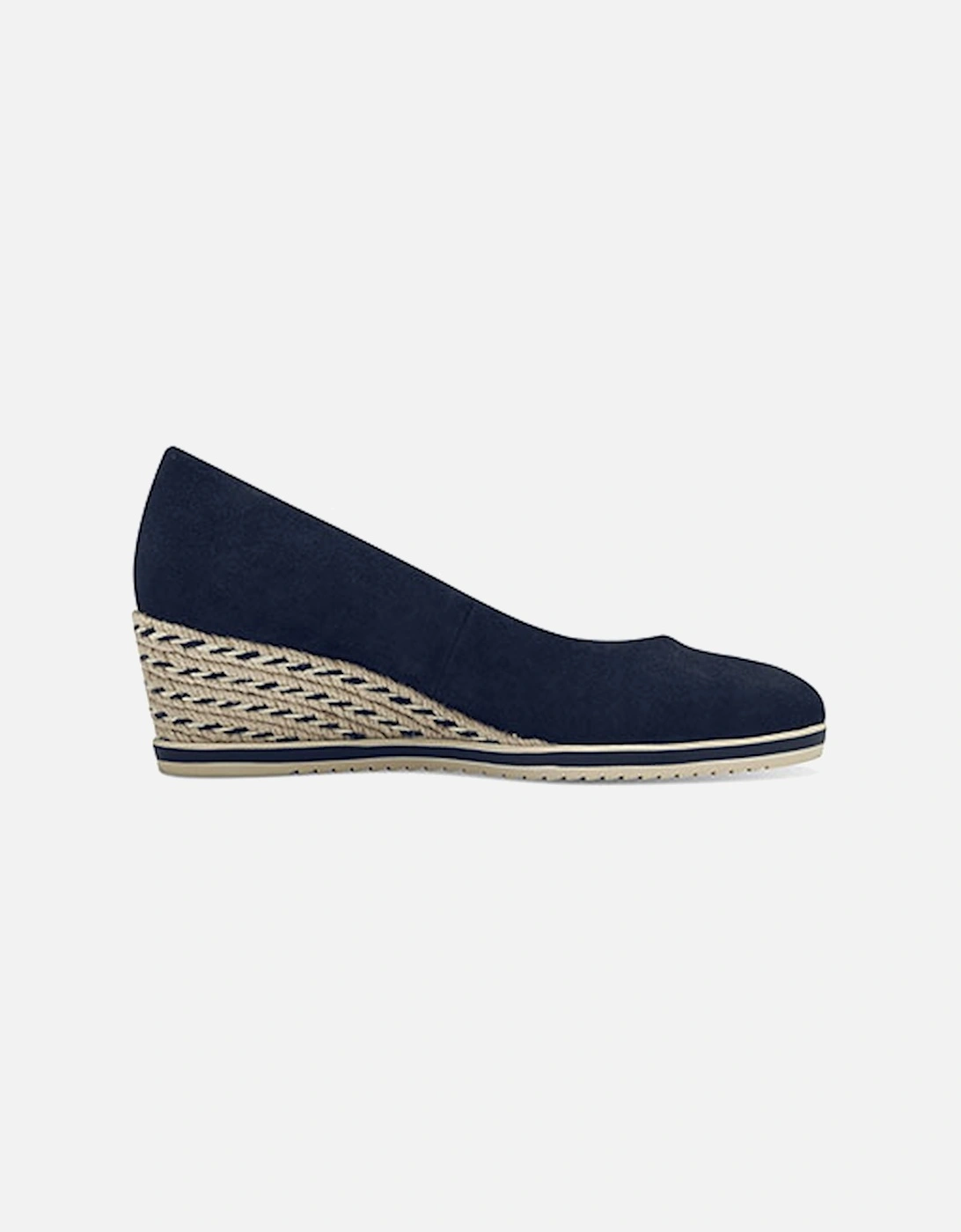 Womens Leather Wedge Navy
