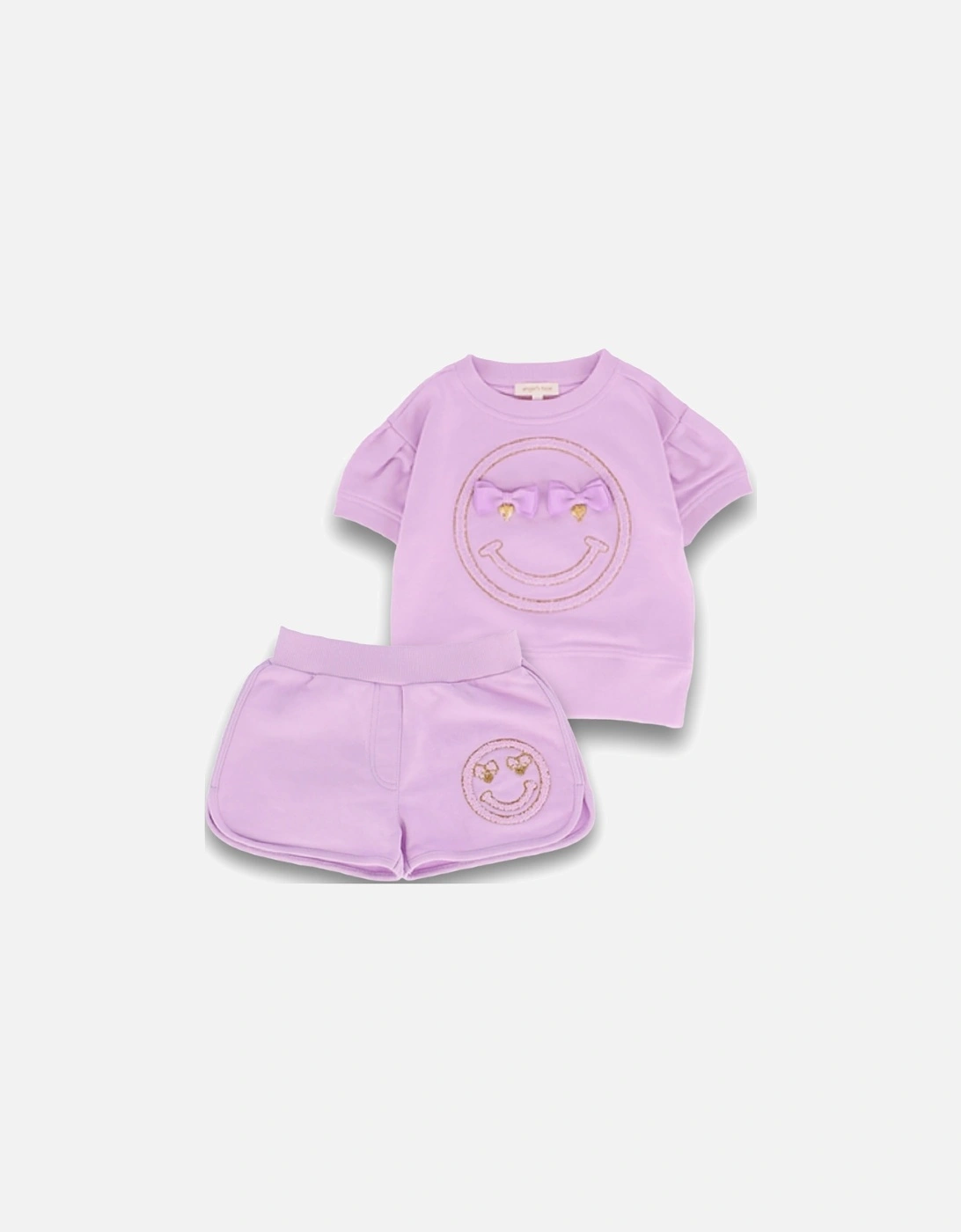 Lilac Smiley Sweat Short Set, 6 of 5