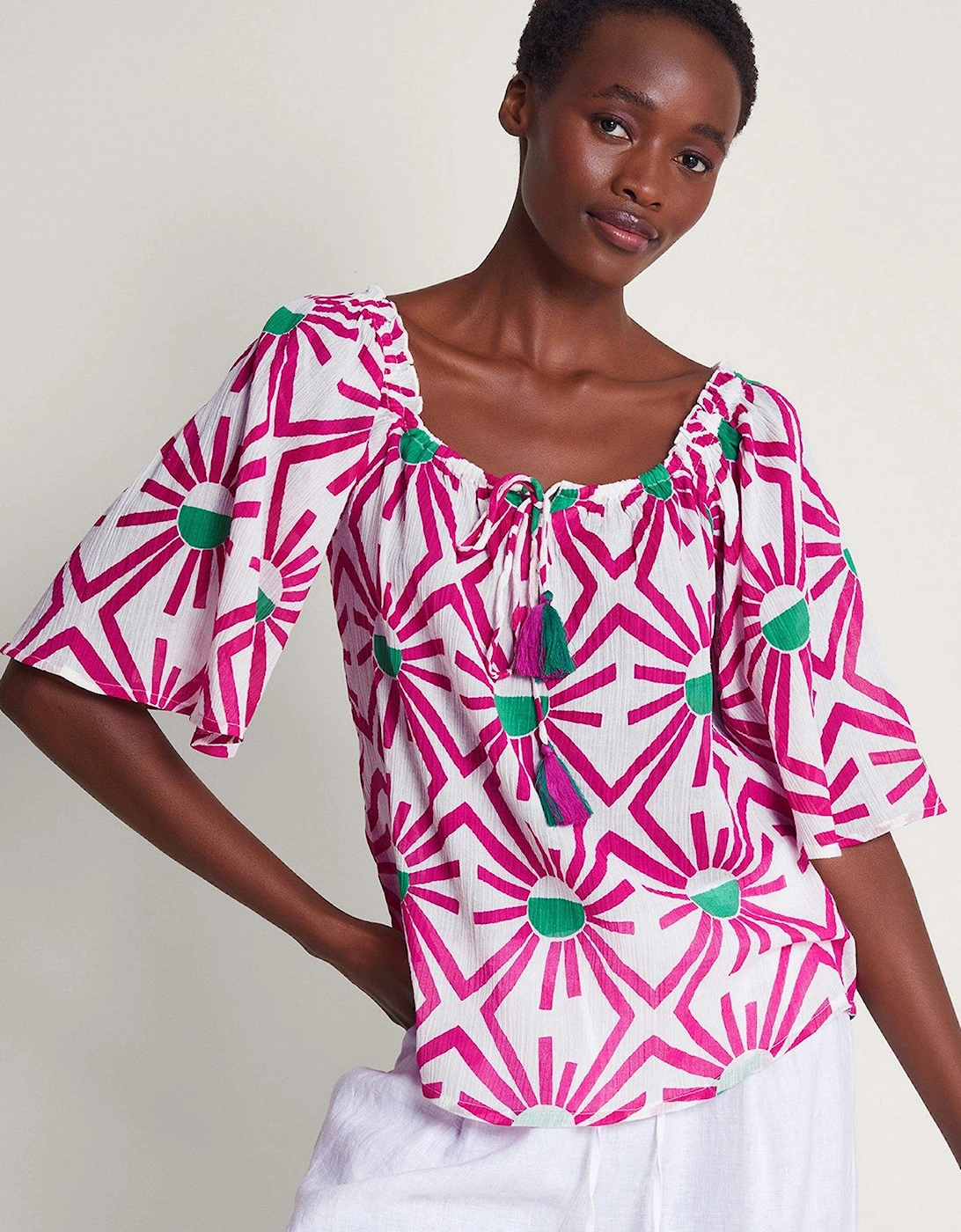 Zamora Geometric Print Sun Top Pink, 2 of 1