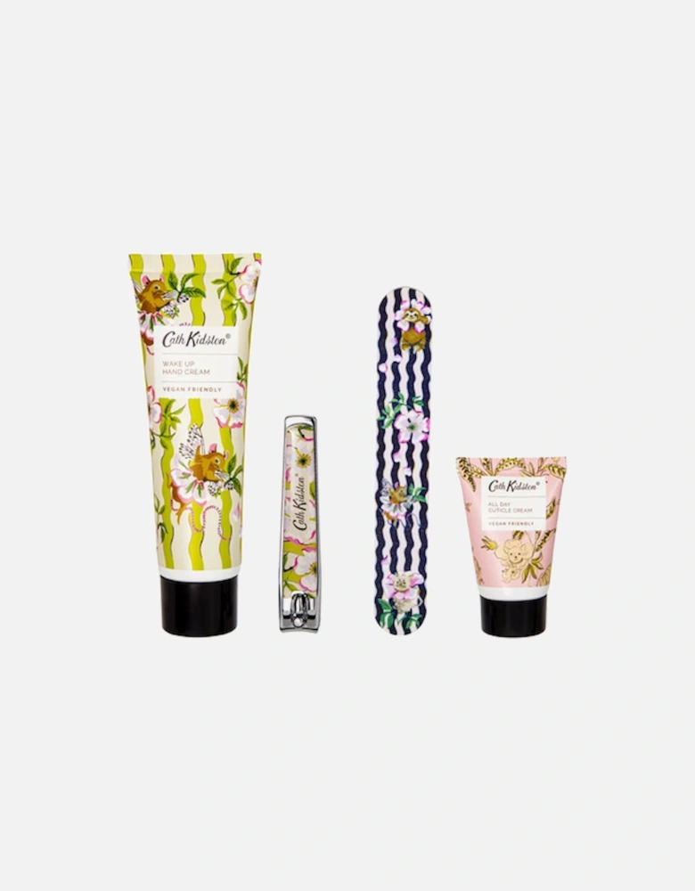 The Story Tree Manicure Set in Tin (Hand Cream 50ml, Cuticle Cream 15ml, Emery Board, Nail Clippers)