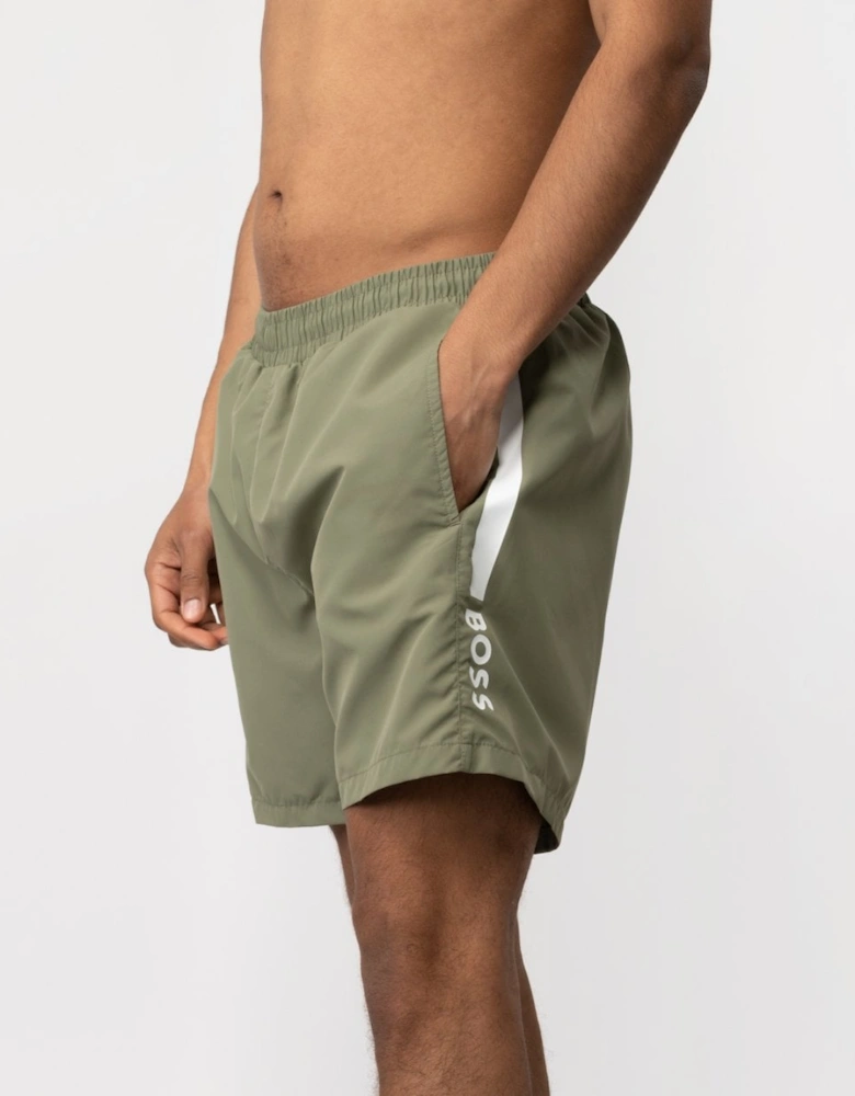 Orange Dolphin Mens Quick-Dry Swim Shorts with Logo Details