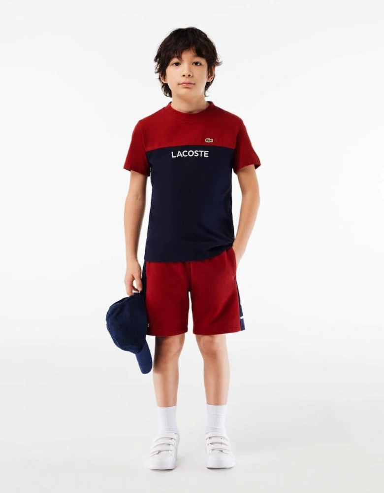 Boys Burgandy & Navy Shorts Set