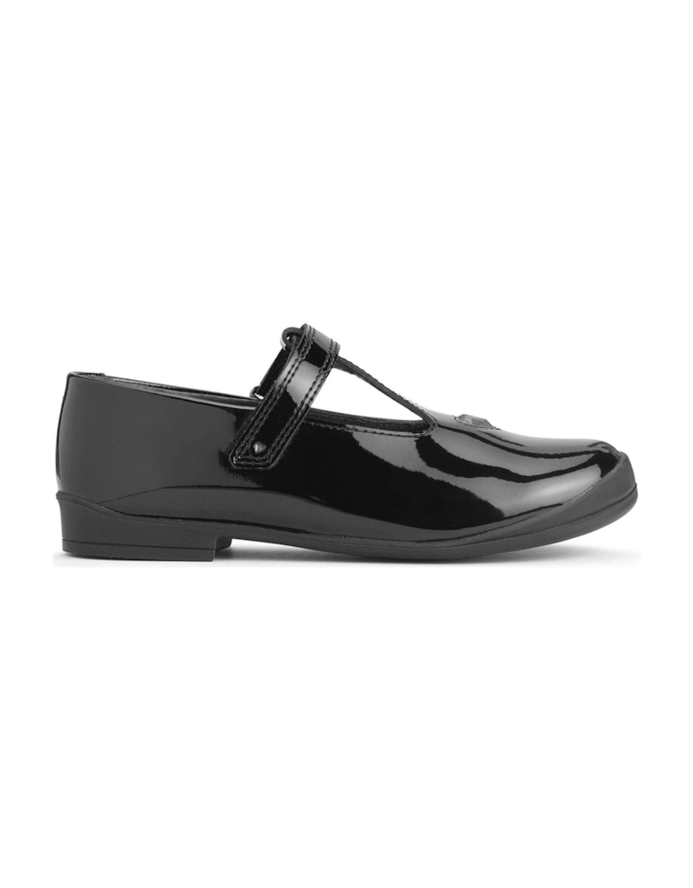 Spellbound Girls Black Patent Leather T Bar School Shoes