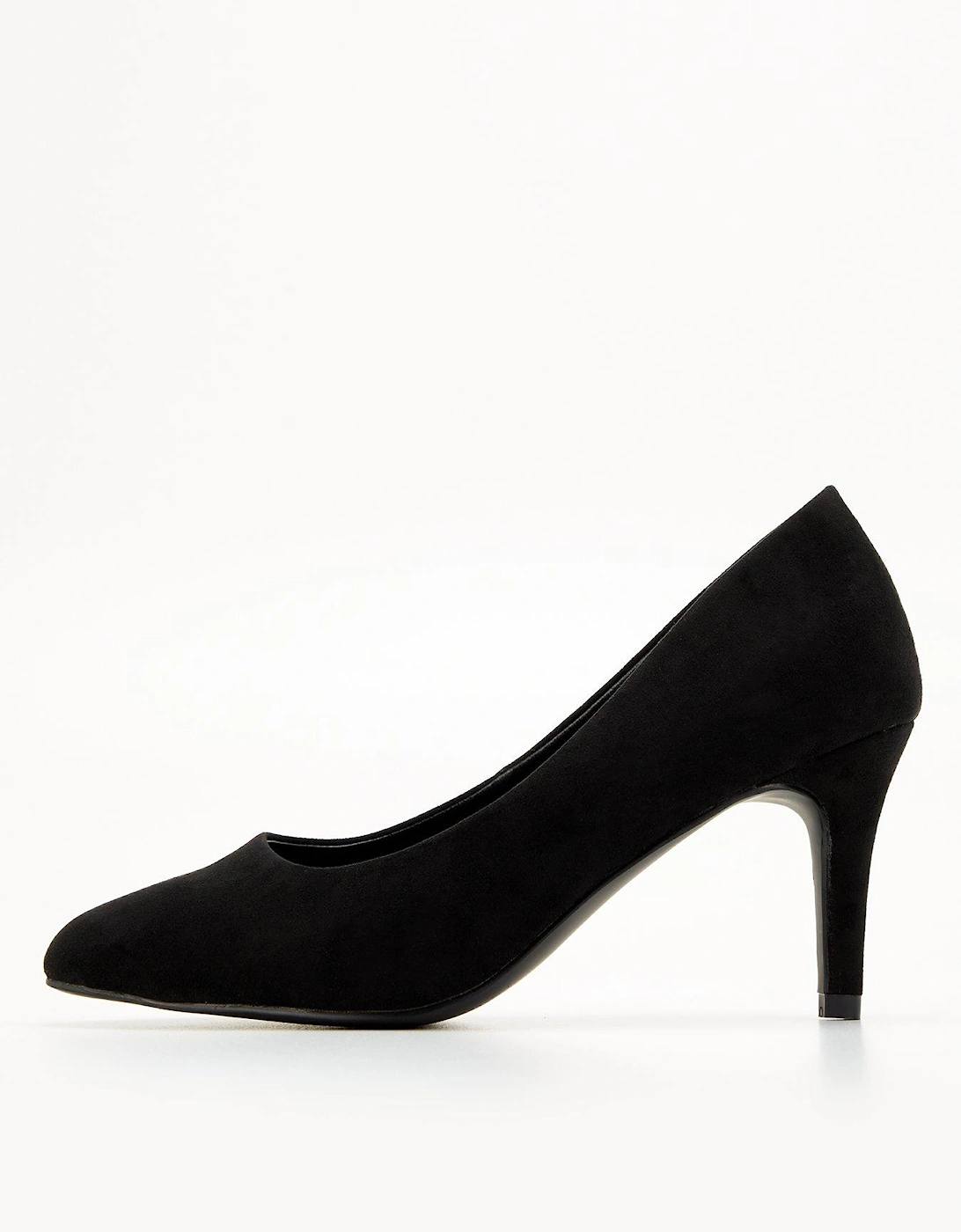 Wide Heel Court Shoe - Black, 7 of 6