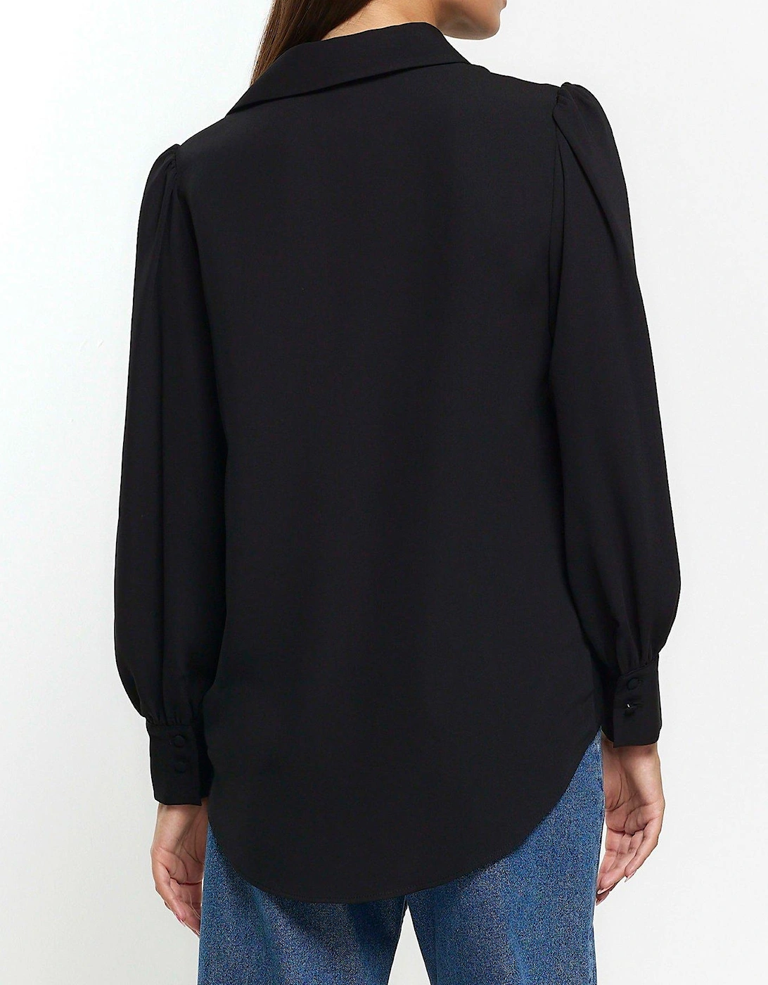 V Neck Wrap Blouse - Black