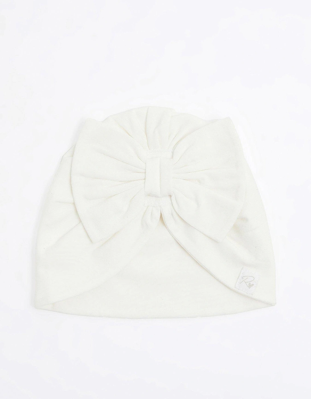 Baby Girls Bow Turban Hat - Cream, 3 of 2