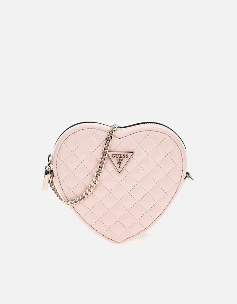 Rianee Quilted Faux Leather Heart Cross Body Bag