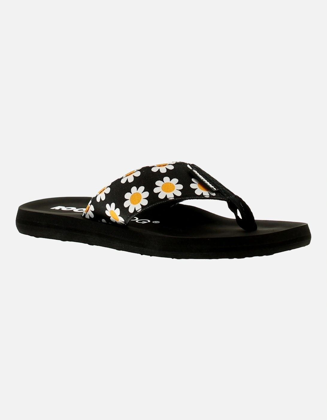 Womens Sandals Flip Flops Flat Adios Slip On black daisy fields UK Si, 6 of 5