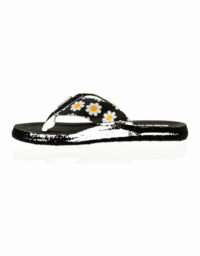 Womens Sandals Flip Flops Flat Adios Slip On black daisy fields UK Si