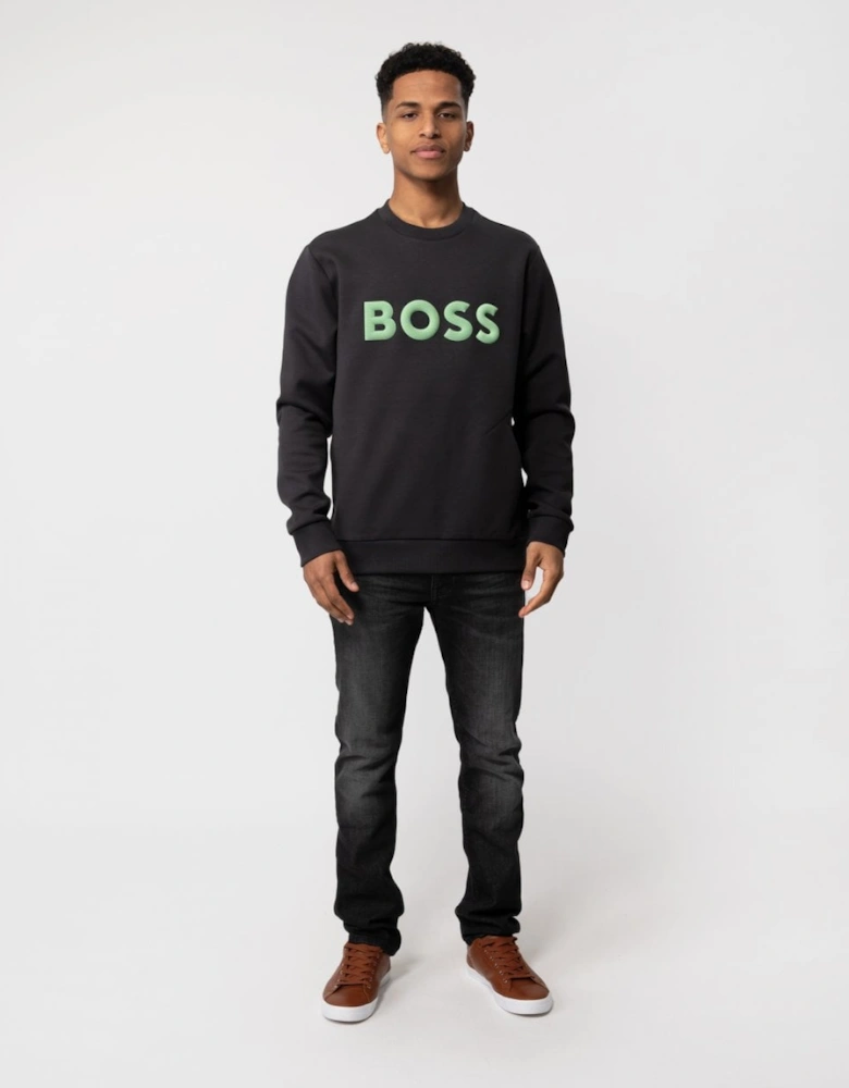 BOSS Green Salbo 1 Mens Cotton Blend Sweatshirt with 3D-Moulded Logo