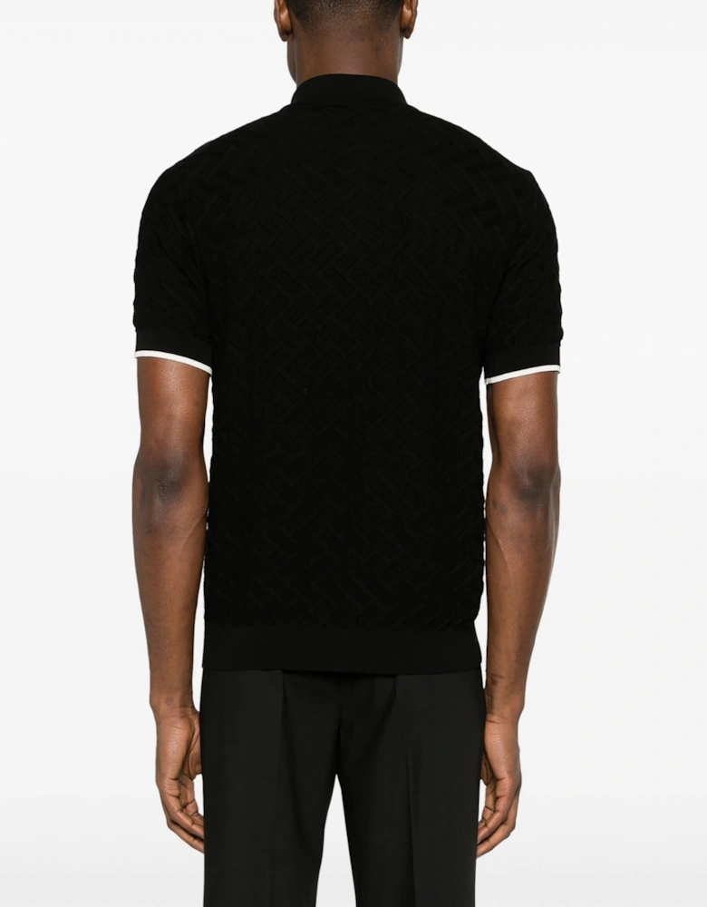 Knitted Polo Collar Black