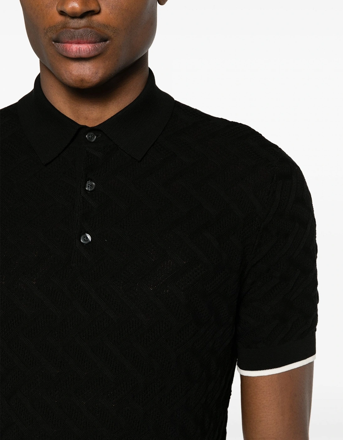 Knitted Polo Collar Black