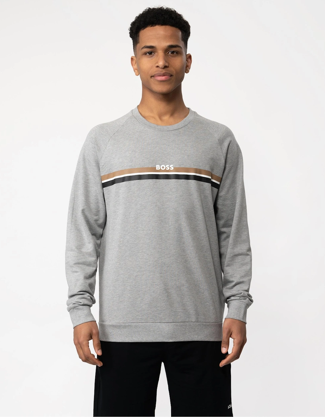 Orange Authentic Mens Cotton-Terry Sweatshirt with Stripes and Logo, 5 of 4