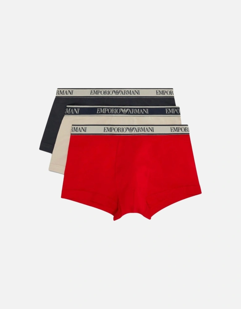 3 Pack Trunks Underwear Red/navy/beige