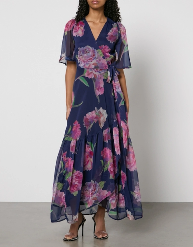 Hope & Ivy Ashia Floral-Print Chiffon Wrap Maxi Dress