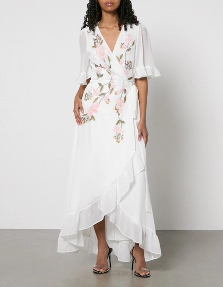 Hope & Ivy Amberley Embellished Chiffon Wrap Maxi Dress