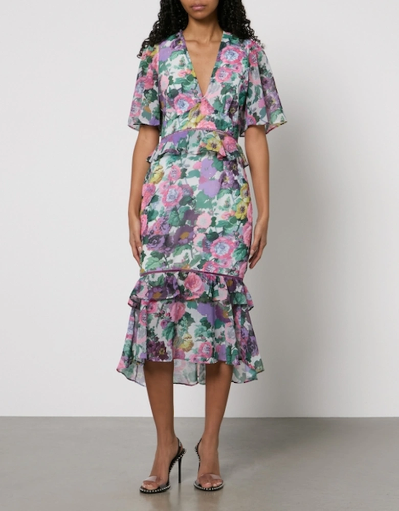 Hope & Ivy Hattie Frill Floral-Print Chiffon Midi Dress