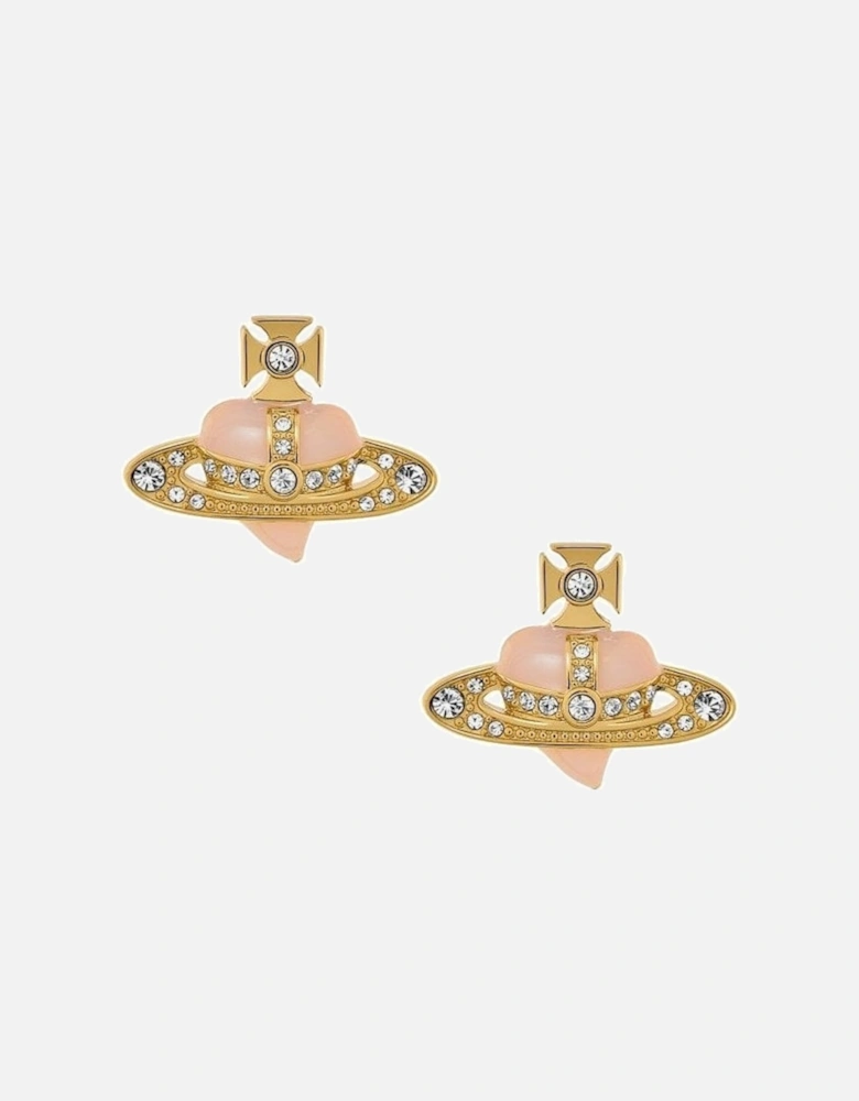 New Diamante Heart Orb Gold Earrings