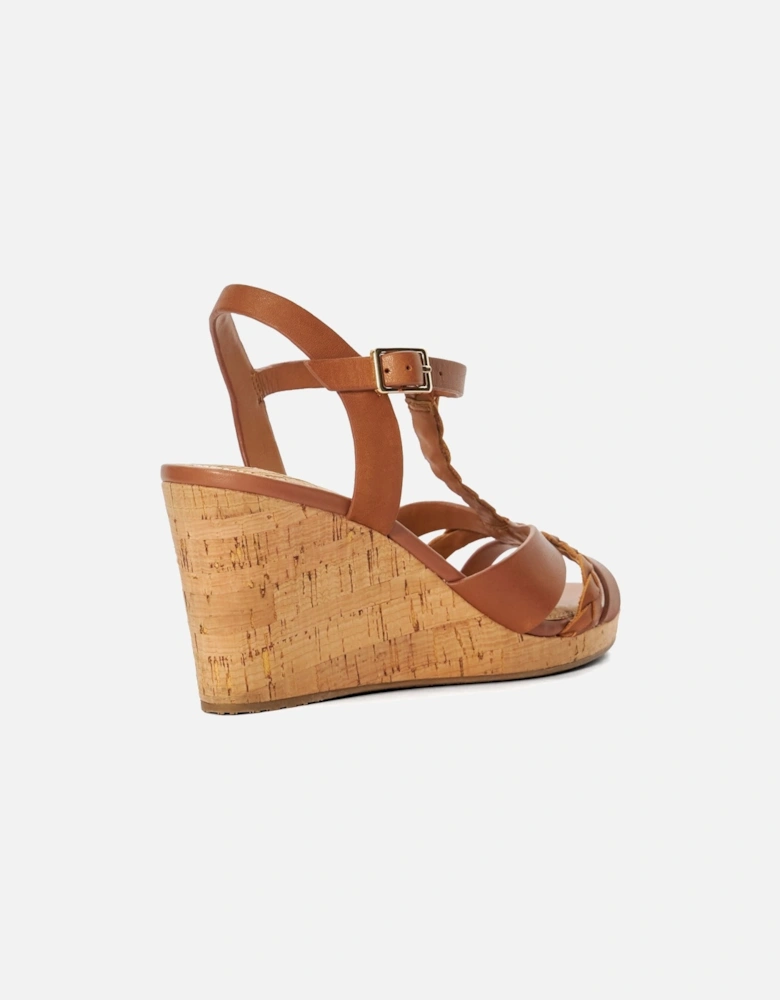 Ladies  Koali - Wide Fit Plaited Cork Wedge Sandals