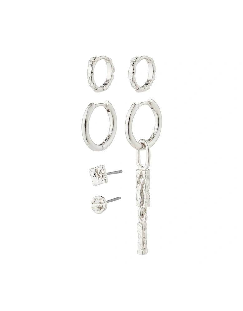 STAR Earrings, 3-in-1 Set - Silver-Plated