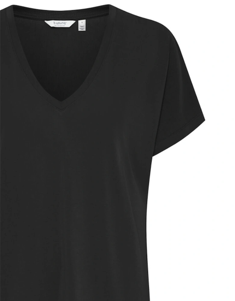 B Young Women's Byperl V Neck Bat T Shirt Black