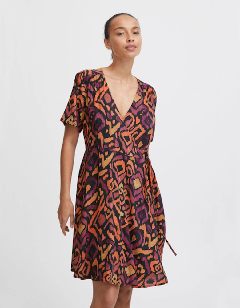 B Young Women's Bymmjoella Wrap Dress Black Ikat Mix