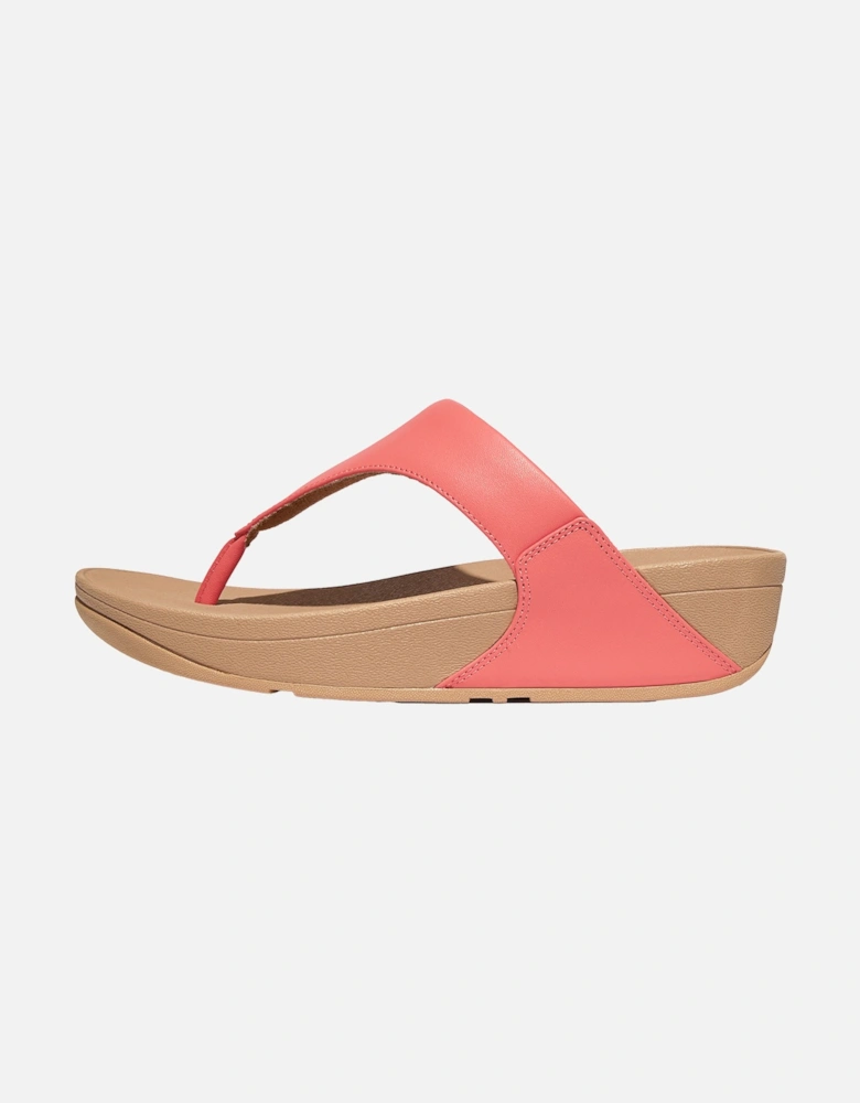 Womens Lulu Leather Toe Post Sandals (Coral)