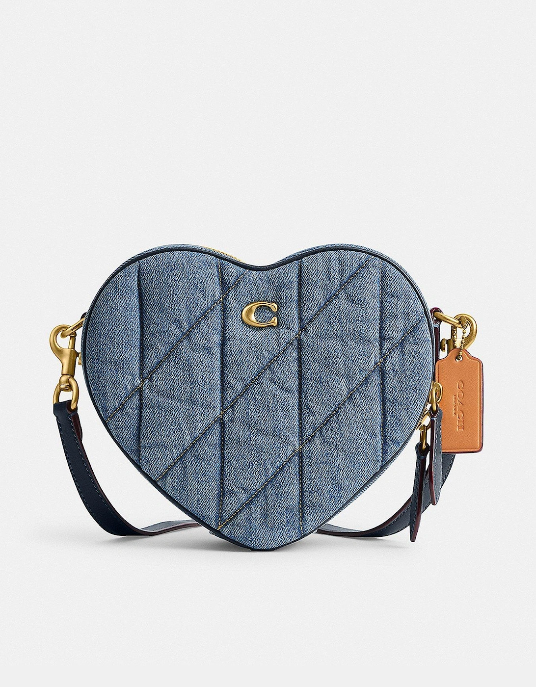 Quilted Denim Heart Cross-body Bag - Blue, 2 of 1