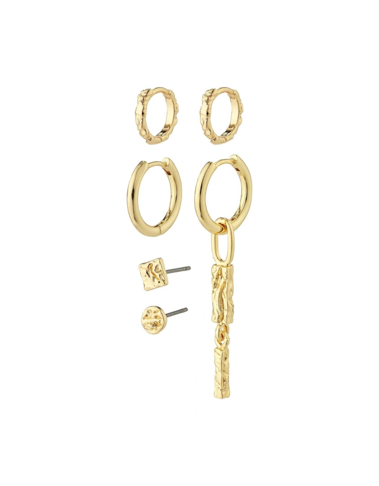 STAR Earrings, 3-in-1 Set - Gold Plated