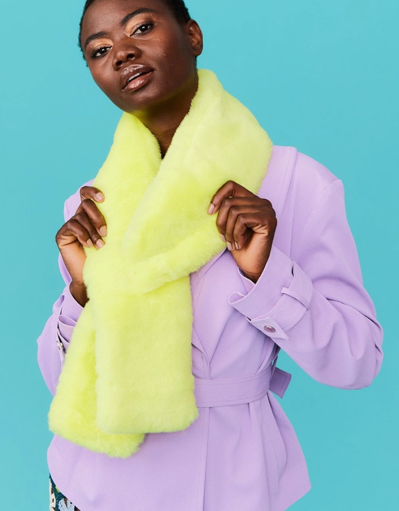 Faux Fur Scarf in Yellow