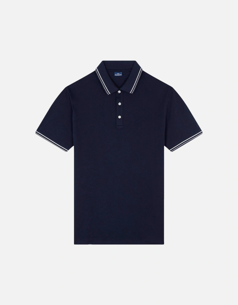 Tipped Cotton Pique Polo Shirt 013 Navy