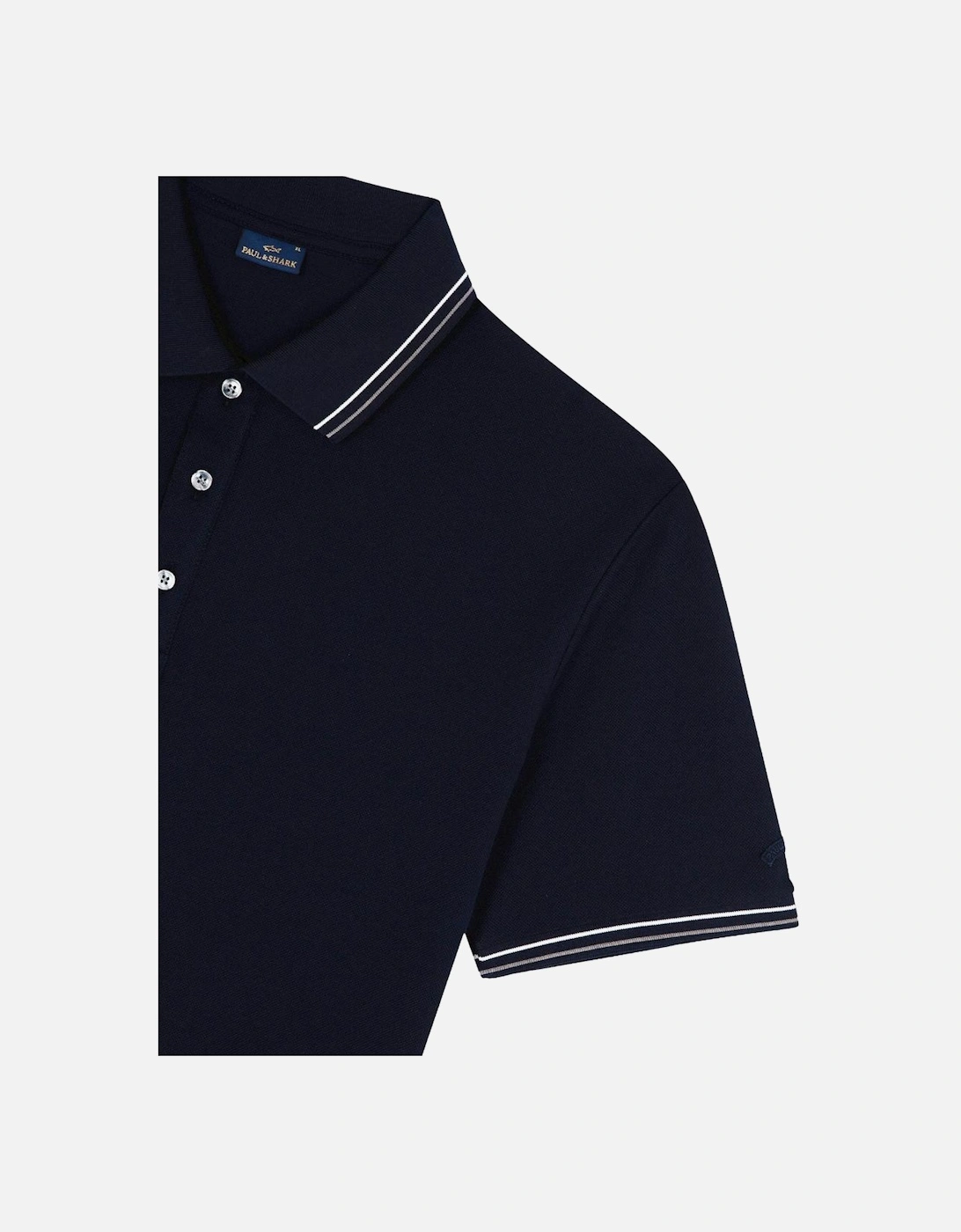 Tipped Cotton Pique Polo Shirt 013 Navy