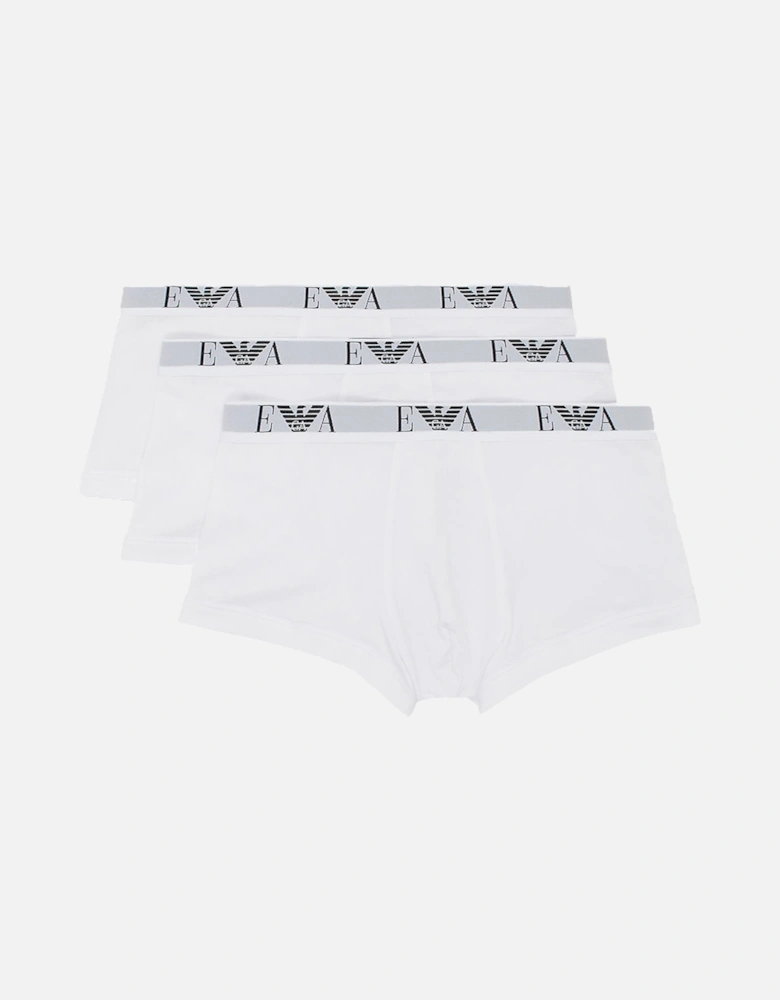 3-Pack Eagle Logo Boxer Trunks, White