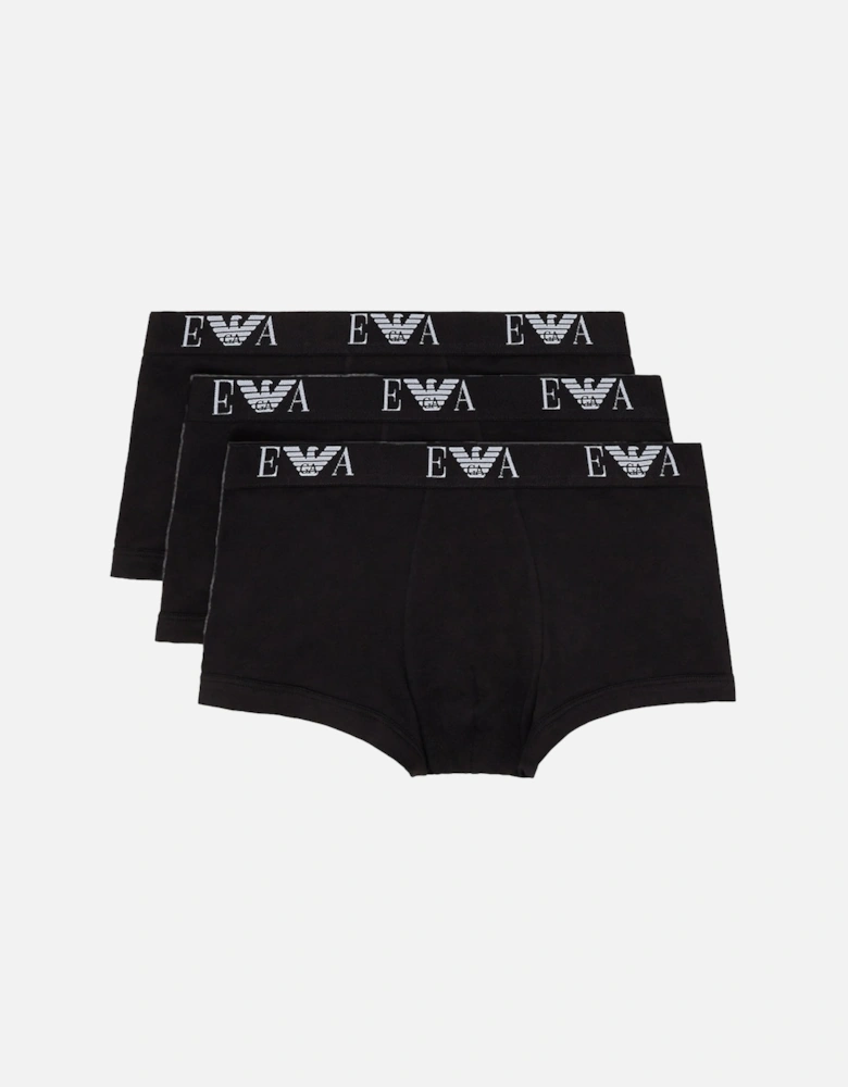 3-Pack Eagle Logo Boxer Trunks, Black