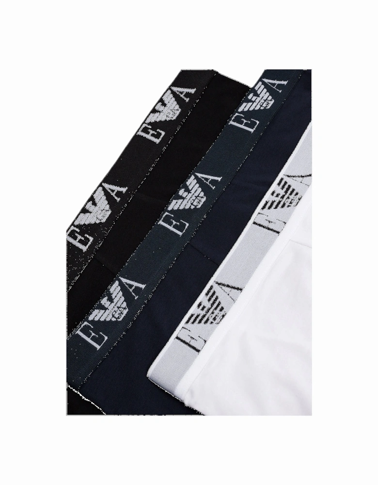 3-Pack Eagle Logo Boxer Trunks, Black/White/Navy