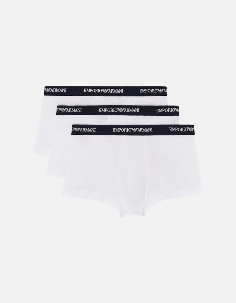 3-Pack Logoband Contrast Waist Boxer Trunks, White