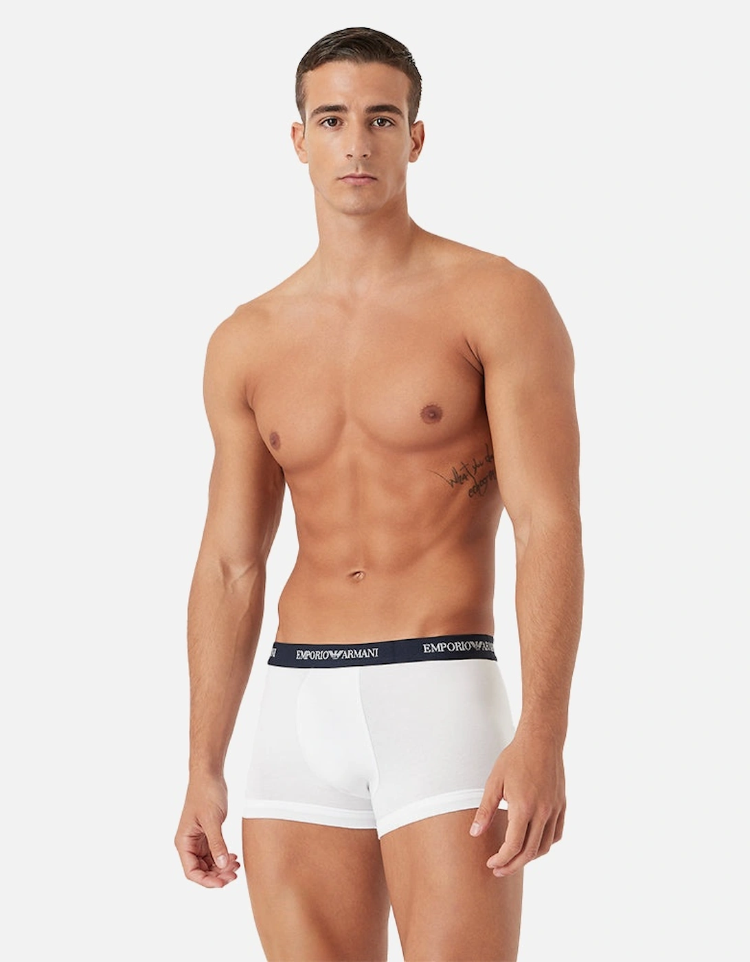 3-Pack Logoband Contrast Waist Boxer Trunks, White