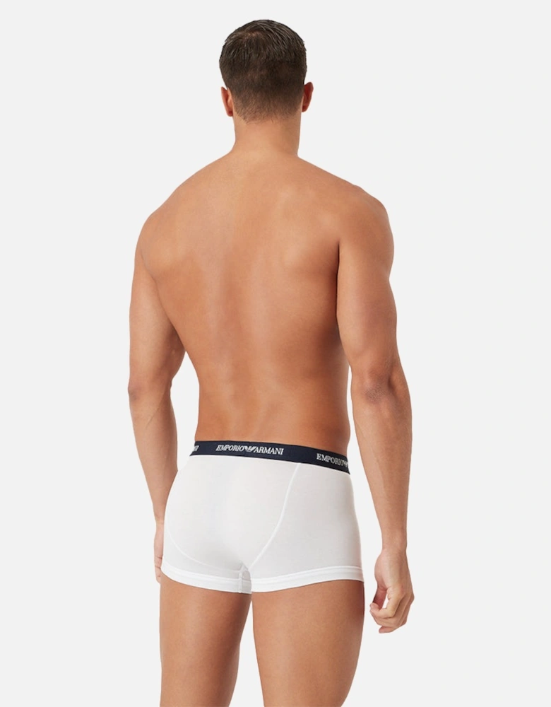 3-Pack Logoband Contrast Waist Boxer Trunks, White