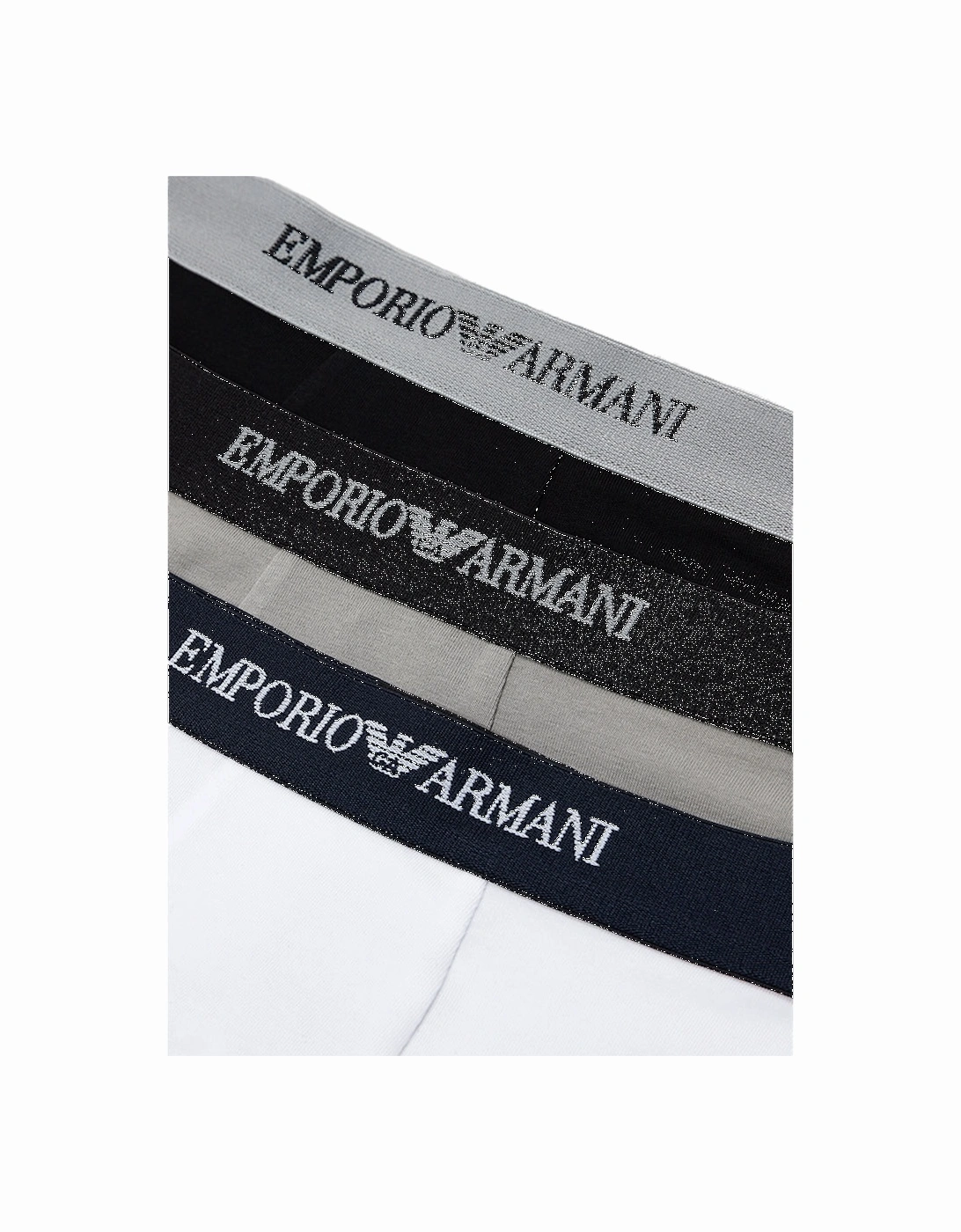 3-Pack Logoband Contrast Waist Boxer Trunks, Black/Grey/White
